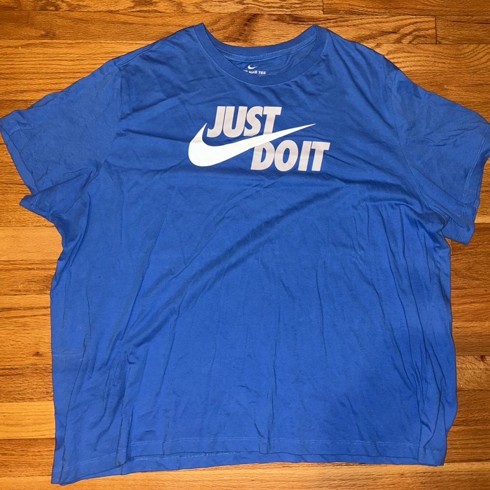 Nike Blue Tee with White Just Do It Logo